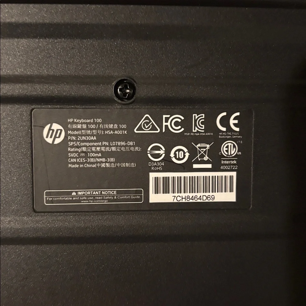 Slim, Black HP Keyboard For Computer